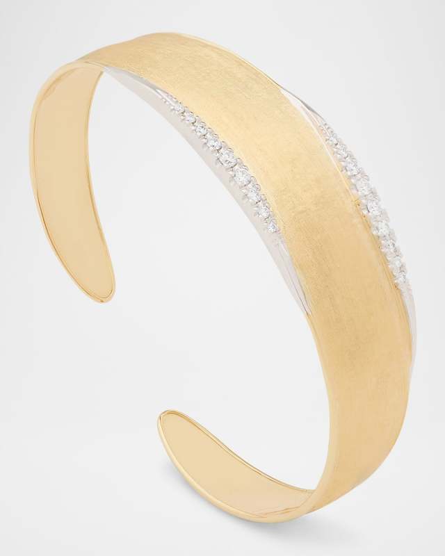 18K Gold Lunaria Medium Bangle with Diamonds